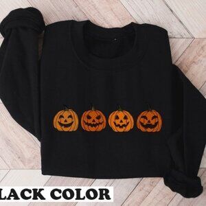 Pumpkin Jack-o-Lantern Halloween Sweatshirt Spooky Season Cozy Pullover 05